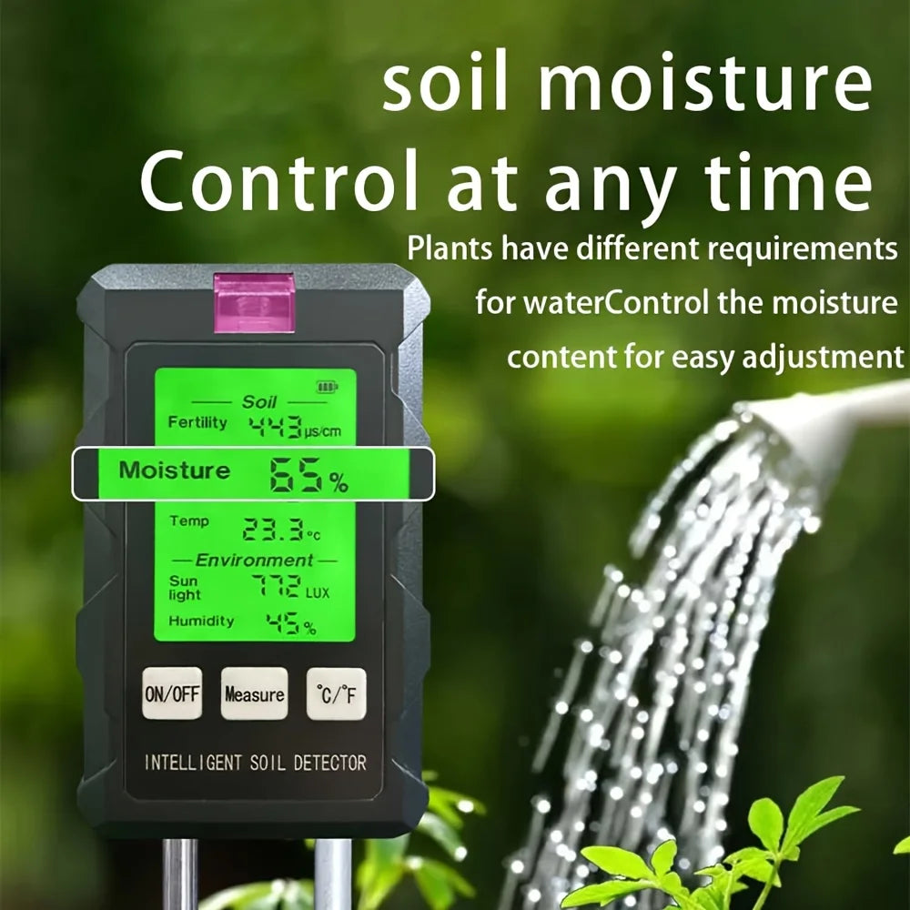 ST03 6-In-1 Soil Tester, Soil Moisture Meter, Fertile Soil Temperature, Soil Ph Meter, Humidity Soil Detector, Fertilizer Detect