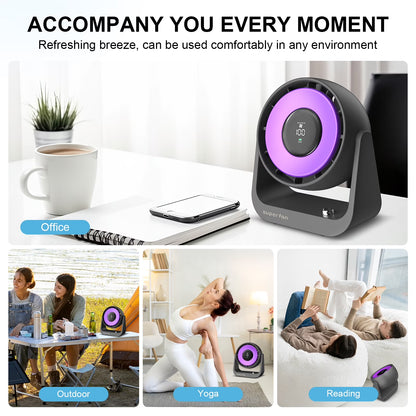 Small Desk Fan, Portable Tabletop Fan with Smart Digital Display, 100 Speeds Rechargeable Personal Fan for Bedroom Office Home