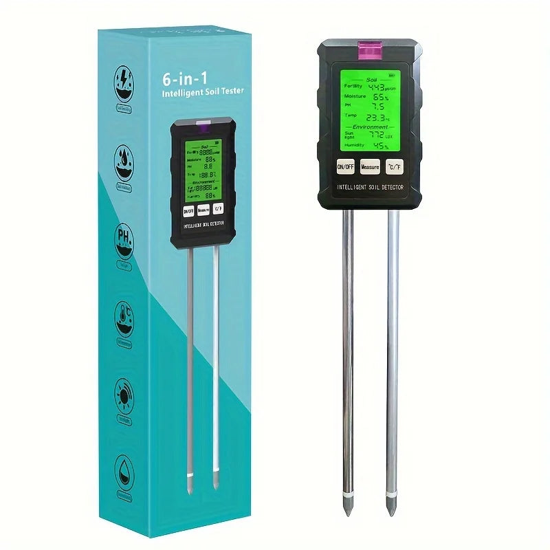 ST03 6-In-1 Soil Tester, Soil Moisture Meter, Fertile Soil Temperature, Soil Ph Meter, Humidity Soil Detector, Fertilizer Detect