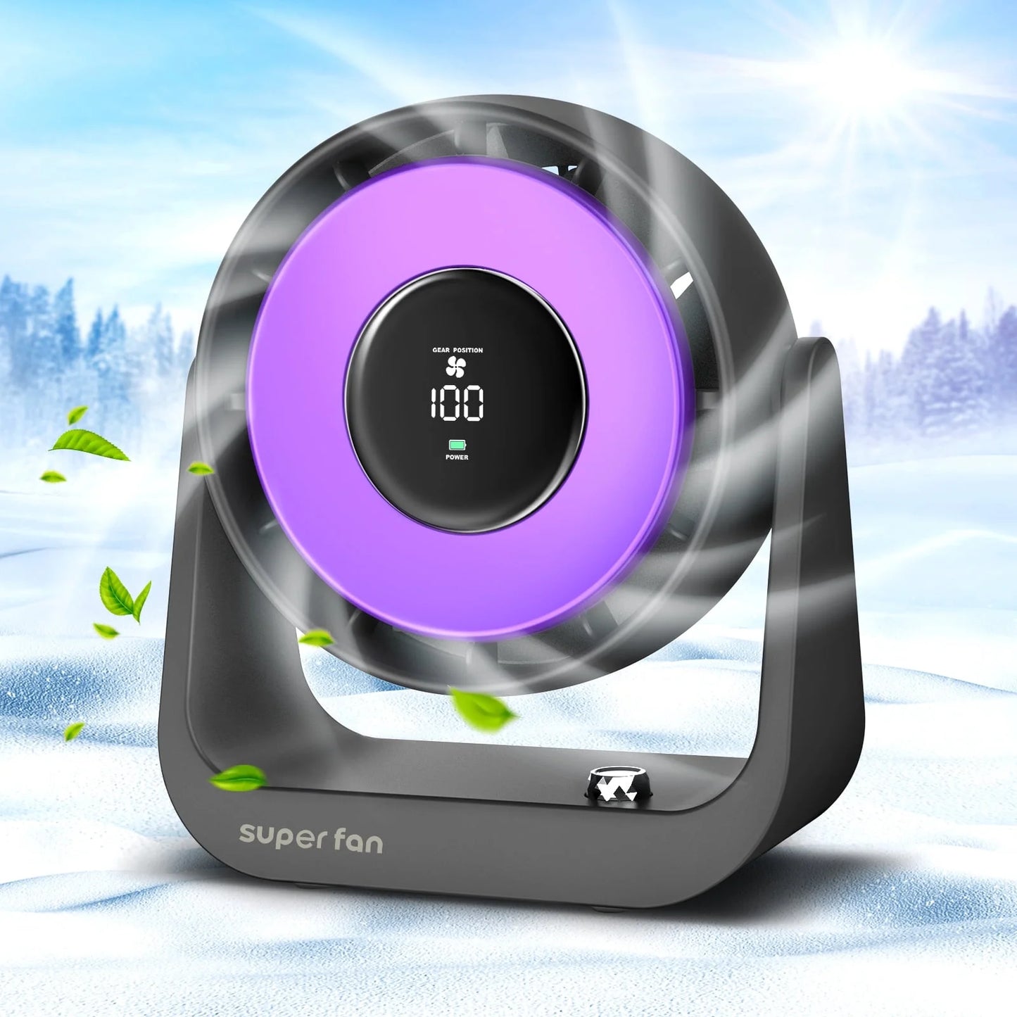 Small Desk Fan, Portable Tabletop Fan with Smart Digital Display, 100 Speeds Rechargeable Personal Fan for Bedroom Office Home