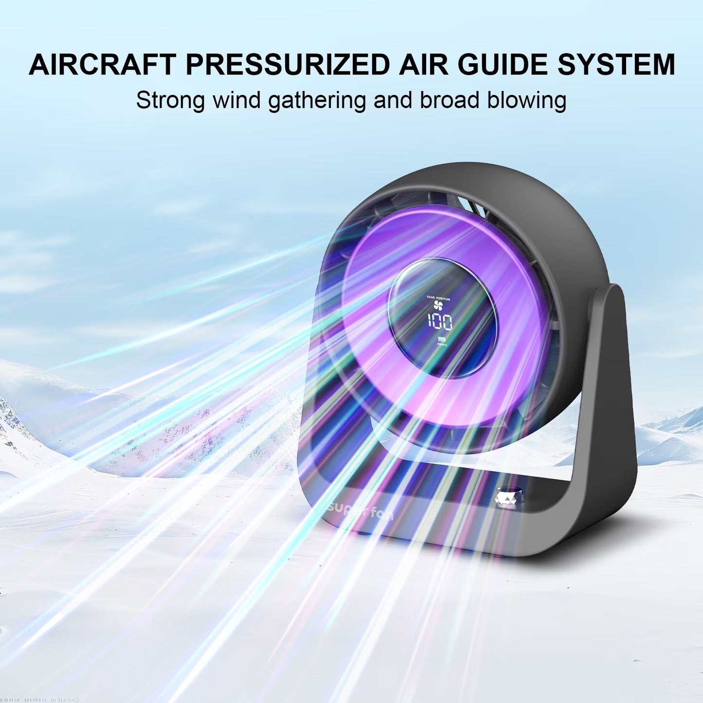 Small Desk Fan, Portable Tabletop Fan with Smart Digital Display, 100 Speeds Rechargeable Personal Fan for Bedroom Office Home