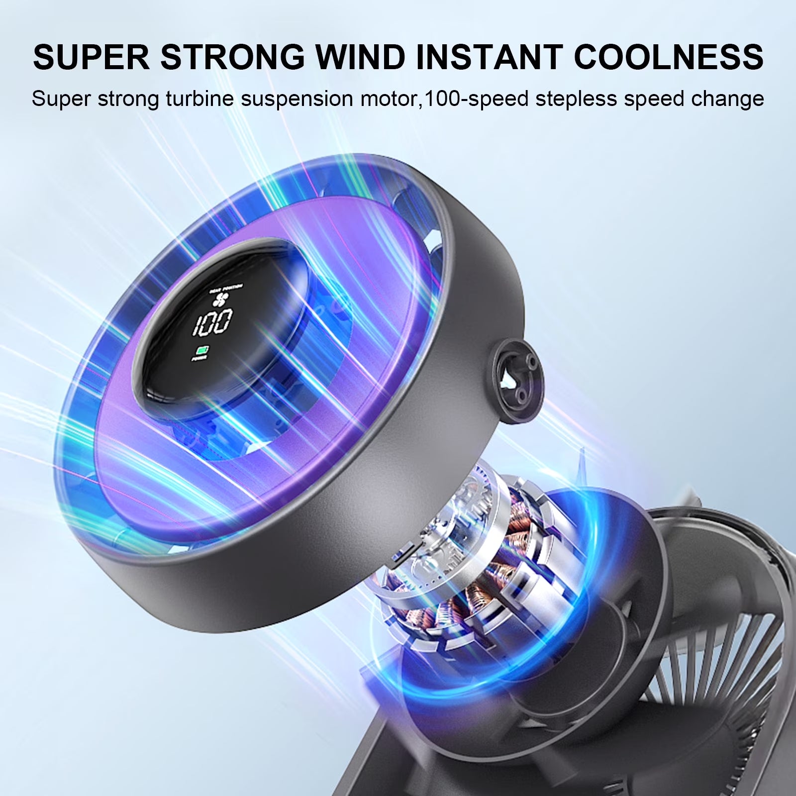 Small Desk Fan, Portable Tabletop Fan with Smart Digital Display, 100 Speeds Rechargeable Personal Fan for Bedroom Office Home