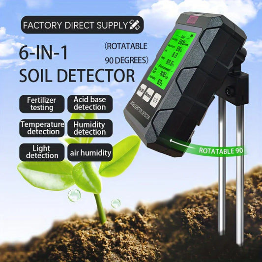 ST03 6-In-1 Soil Tester, Soil Moisture Meter, Fertile Soil Temperature, Soil Ph Meter, Humidity Soil Detector, Fertilizer Detect