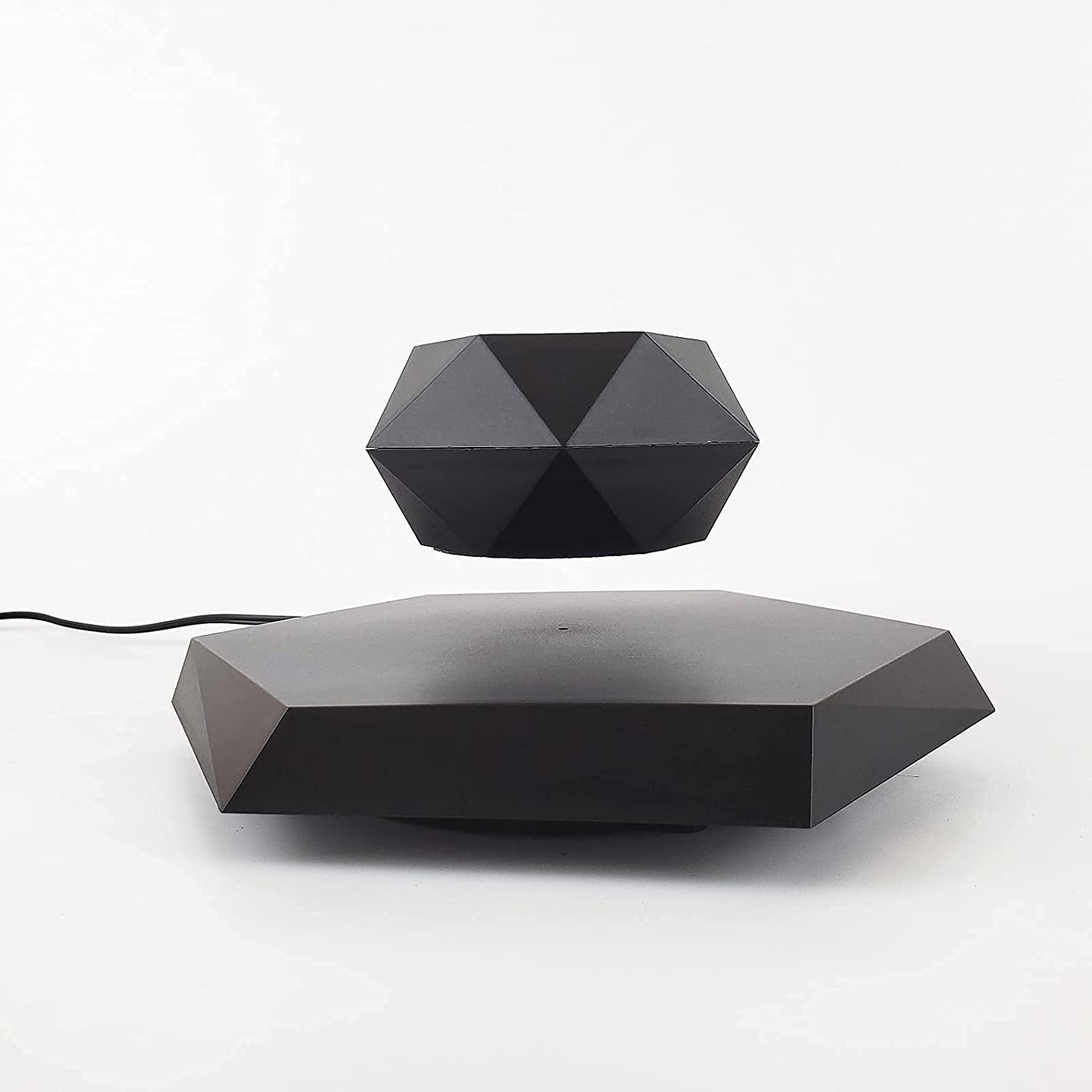 Levitating Plant Pot, Magnetic Levitation Flower Pot Rotating Planters Suspension Floating Plant Succulents Potted for Home Living Room Office Desk Decoration (Black)